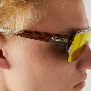 Komono Sonnenbrille Aksel blue leopard, orange verspiegelte Gläser, style